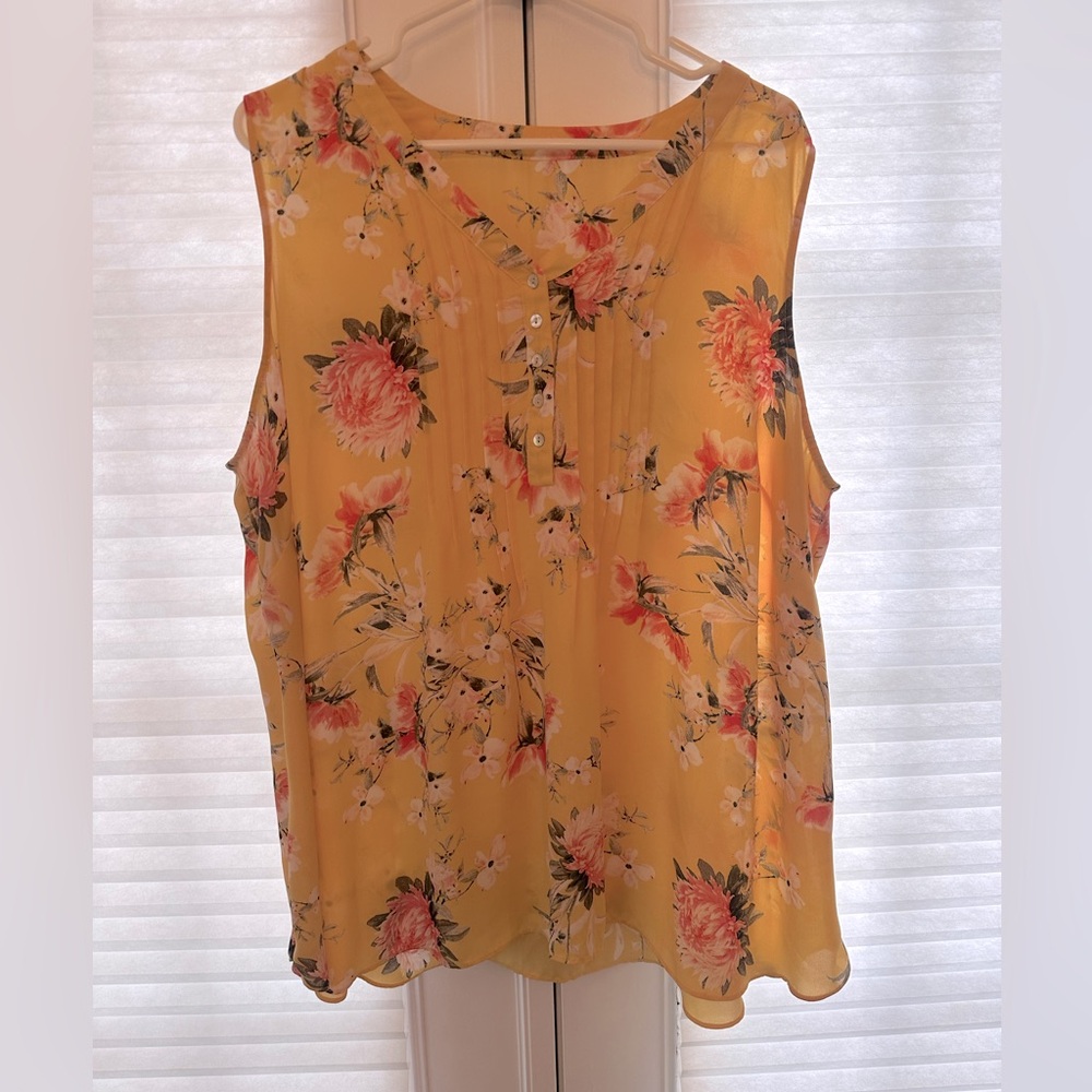 Floral Yellow Sleeveless Top